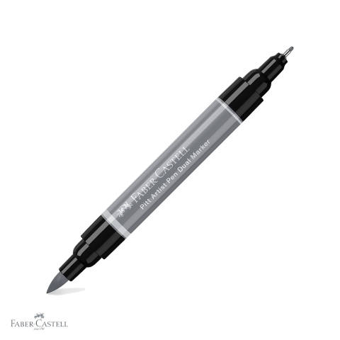 Markere si instrumente de desen artistic - Marker dual Faber-Castell Pitt Artist Pen, gri rece III 232, varf pensula si liner, pentru desen artistic