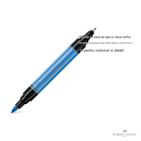 Marker dual Faber-Castell Pitt Artist Pen, varf pensula si liner 0.8, albastru ultramarin 120 [2]