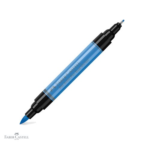 Markere si instrumente de desen artistic - Marker dual Faber-Castell Pitt Artist Pen, varf pensula si liner 0.8, albastru ultramarin 120