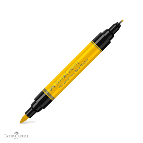 Markere si instrumente de desen artistic - Marker dual Faber-Castell Pitt Artist Pen, varf pensula si liner 0.8, galben cadmiu 107, pentru desen artistic