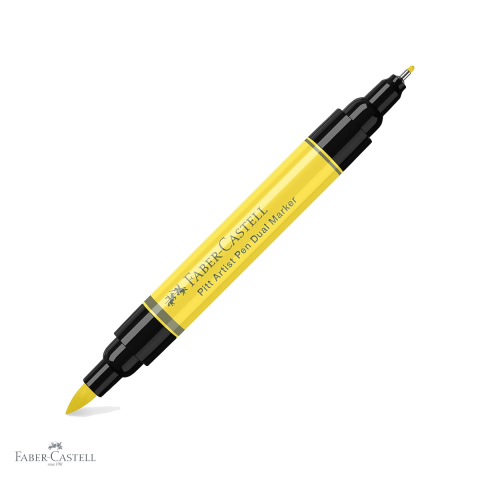 Markere si instrumente de desen artistic - Marker dual Faber-Castell Pitt Artist Pen, varf pensula si liner 0.8, galben glazurat deschis 104, pentru desen artistic