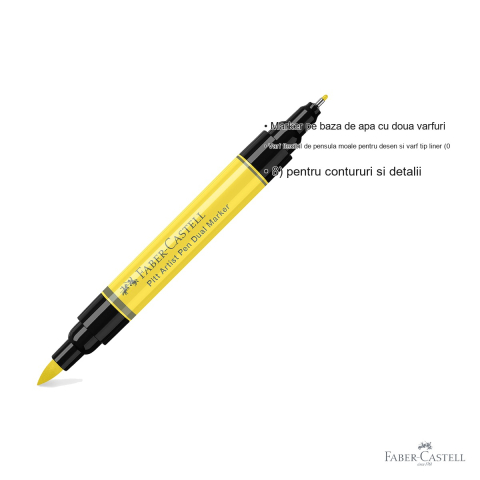 Marker dual Faber-Castell Pitt Artist Pen, varf pensula si liner 0.8, galben glazurat deschis 104, pentru desen artistic [2]