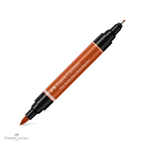 Markere si instrumente de desen artistic - Marker dual Faber-Castell Pitt Artist Pen, varf pensula si liner 0.8, maro sanguin 188, pentru desen artistic
