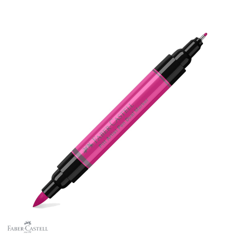 Markere si instrumente de desen artistic - Marker dual Faber-Castell Pitt Artist Pen, varf pensula si liner 0.8, roz purpuriu mediu 125