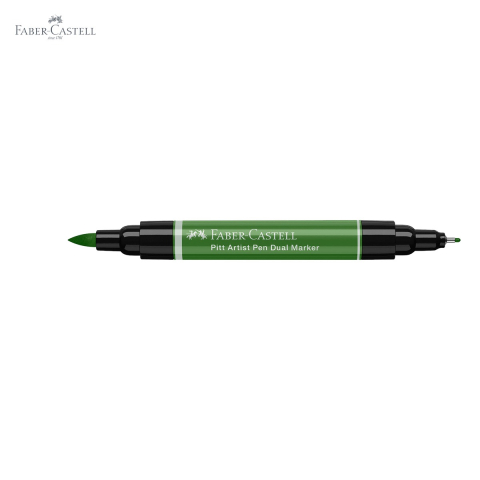 Marker dual Faber-Castell Pitt Artist Pen, varf pensula si liner 0.8, verde oliv 167, permanent [4]