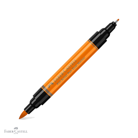 Markere si instrumente de desen artistic - Marker dual Faber-Castell Pitt Artist Pen, varf pensula si liner, portocaliu glazurat 113