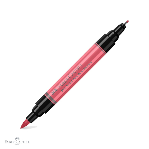 Markere si instrumente de desen artistic - Marker dual Faber-Castell Pitt Artist Pen, varf pensula si liner, roz coral 131, pentru desen si ilustratie