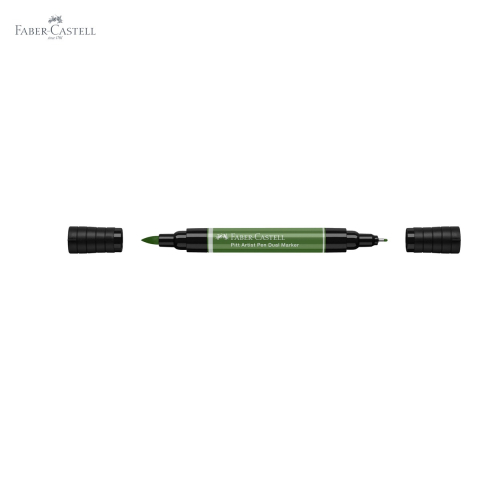 Marker dual Faber-Castell Pitt Artist Pen, varf pensula si liner, verde crom opac 174, pentru desen artistic [4]
