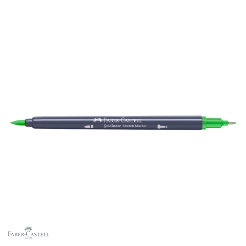 Marker dublu capat Faber-Castell Goldfaber verde frunza 112, pensula flexibila si fineliner, pentru ilustratie si desen artistic [3]