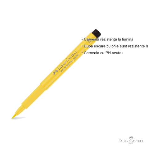 Marker Faber-Castell Pitt Artist Pen cu varf pensula, cerneala galben cadmium inchis, pentru artisti si designeri [2]