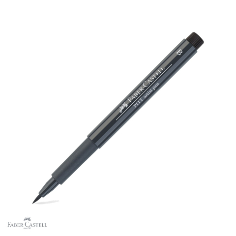 Markere si instrumente de desen artistic - Marker Faber-Castell Pitt Artist Pen cu varf pensula, cerneala gri rece, rezistenta la apa, pentru artisti si designeri