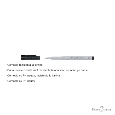 Marker Faber-Castell Pitt Artist Pen Soft Brush, gri rece I, varf pensula flexibil, pentru artisti si designeri [1]