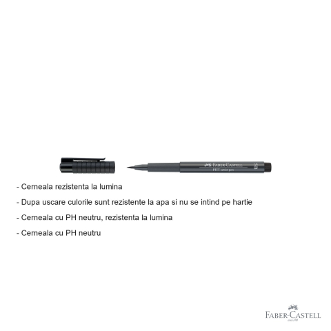 Marker Faber-Castell Pitt Artist Pen Soft Brush, varf pensula flexibil, gri rece V, pentru arta si grafica [1]