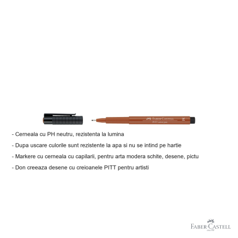 Marker Faber-Castell Pitt Artist Pen, varf mediu 0.7 mm, cerneala rosie sangvin, pentru schite si desen artistic [1]