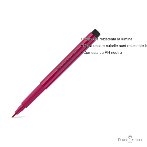 Marker Faber-Castell Pitt Artist Pen varf pensula, cerneala roz caramiziu rezistenta la apa, pentru artisti si designeri [2]