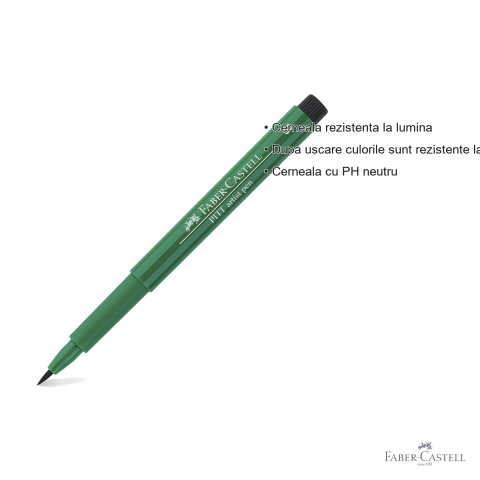 Marker Faber-Castell Pitt Artist Pen, varf pensula, cerneala verde inchis rezistenta la apa, pentru artisti si designeri [2]
