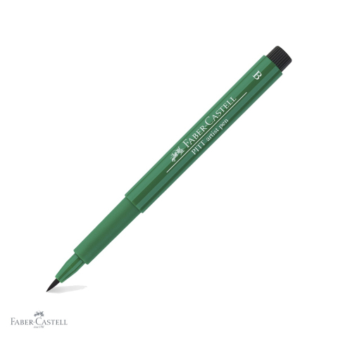 Markere si instrumente de desen artistic - Marker Faber-Castell Pitt Artist Pen, varf pensula, cerneala verde inchis rezistenta la apa, pentru artisti si designeri