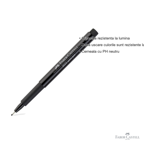 Marker Faber-Castell Pitt Artist Pen, varf pensula mediu 0.7 mm negru, pentru schite si desen artistic [2]