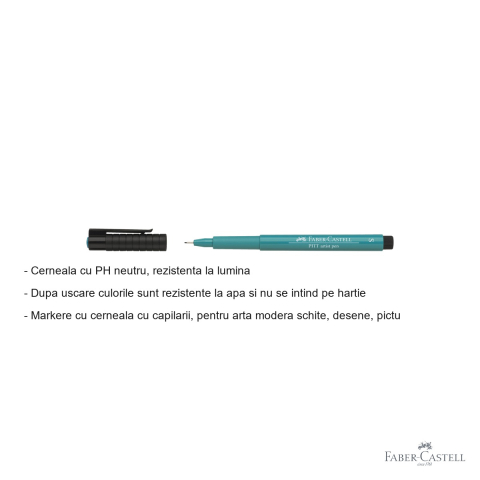 Marker Faber-Castell Pitt Artist Pen, varf subtire 0.3 mm, cerneala verde cobalt rezistenta la apa, pentru schite si desen artistic [1]