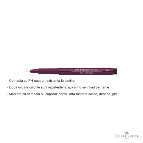 Marker liner Faber-Castell Pitt Artist Pen, varf S 0.3 mm, cerneala magenta rezistenta la apa, pentru schite si ilustratie [1]