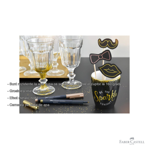 Marker metalic argintiu Faber-Castell, efect nobil, pentru suprafete inchise si lucioase [1]