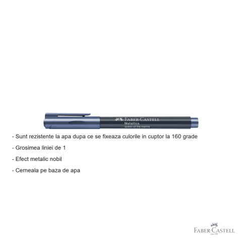 Marker metalic bleumarin Faber-Castell, efect nobil, pentru suprafete lucioase si inchise [1]