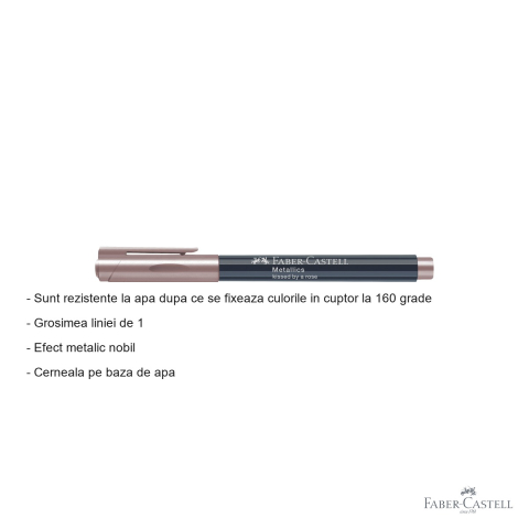 Marker metalic Faber-Castell Metallics Rose, efect nobil, pentru suprafete lucioase si inchise [1]