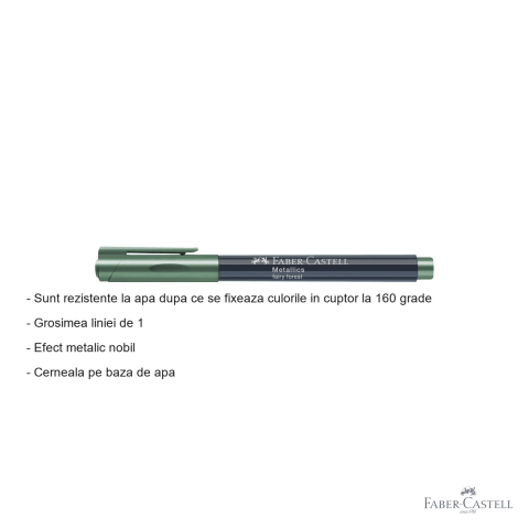 Marker metalic Faber-Castell verde padure, efect nobil, pentru suprafete inchise si lucioase [1]