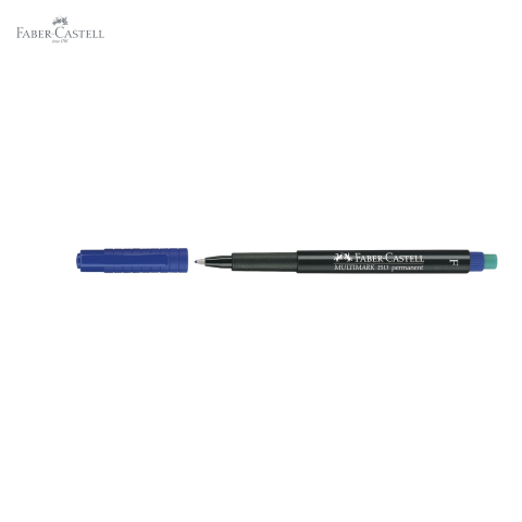 Marker permanent albastru Faber-Castell Multimark, varf fin F 0.6 mm, pentru CD, sticla, metal si plastic [4]