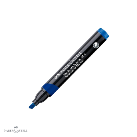 Birotica papetarie - Marker permanent albastru Faber-Castell Winner 54, varf tesit 1.6/2.3/4.9 mm, cerneala pe baza de alcool, multisuprafata