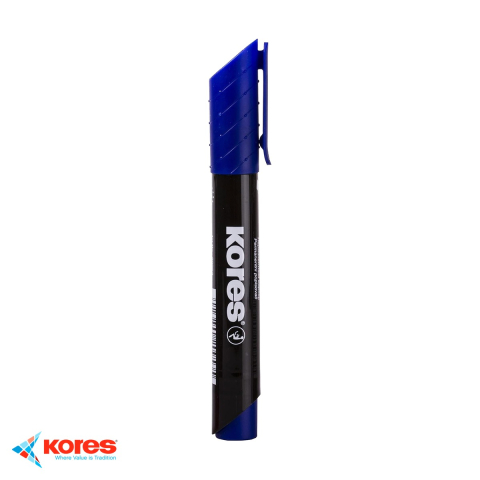 Instrumente de scris - Marker permanent albastru Kores, varf rotund 3mm, scriere pe orice suprafata, eco