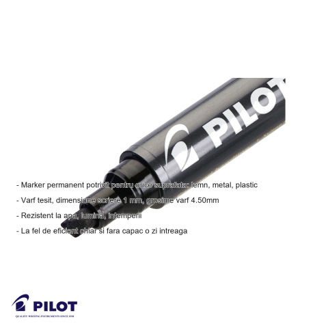 Marker permanent albastru Pilot P400, varf tesit 4 mm, rezistent la apa, pentru suprafete multiple [1]