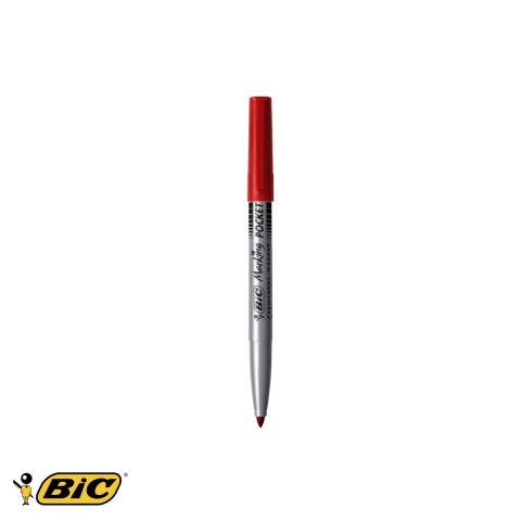 Birotica papetarie - Marker permanent Bic 1445, varf rotund 1 mm, rosu, pentru suprafete multiple