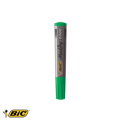 Birotica papetarie - Marker permanent Bic 2000, varf rotund 2,5 mm, cerneala verde pe baza de alcool, pentru suprafete multiple