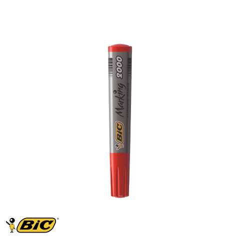 Birotica papetarie - Marker permanent Bic 2000, varf rotund 2.5 mm, rosu, pentru hartie, plastic, metal si sticla