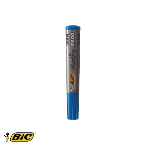 Birotica papetarie - Marker permanent Bic 2300 varf tesit albastru, cerneala pe baza de alcool, pentru suprafete multiple