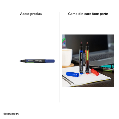Marker permanent Centropen 8566, varf rotund 2.5 mm, cerneala albastra [6]