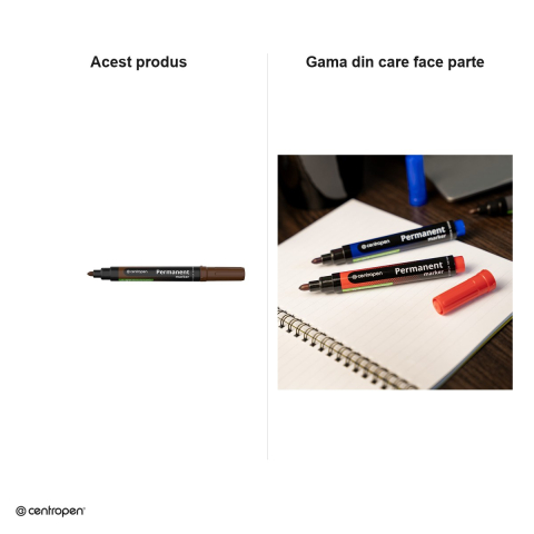 Marker permanent Centropen 8566, varf rotund 2.5 mm, cerneala maro [5]