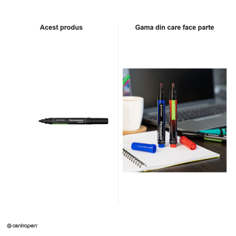 Marker permanent Centropen 8566, varf rotund 2.5 mm, cerneala neagra [6]