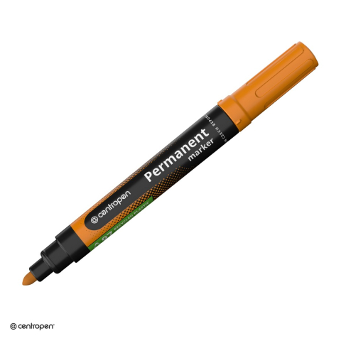 Marker permanent - Marker permanent Centropen 8566, varf rotund 2.5 mm, cerneala portocalie