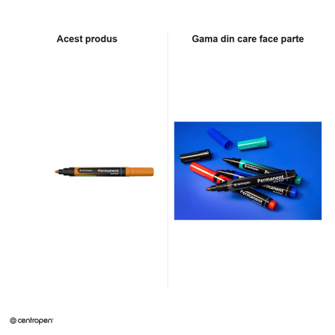 Marker permanent Centropen 8566, varf rotund 2.5 mm, cerneala portocalie [4]
