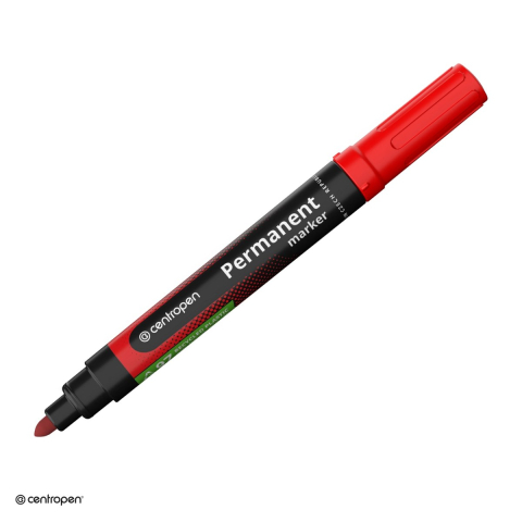 Marker permanent - Marker permanent Centropen 8566, varf rotund 2.5 mm, cerneala rosie