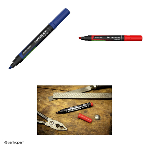 Marker permanent Centropen 8576, varf tesit, cerneala rosie [3]