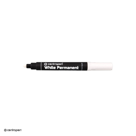 Marker permanent Centropen 8586, varf rotund 2.5 mm, cerneala alba [4]