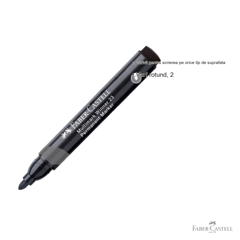 Marker permanent Faber-Castell Winner 23 Multimark, varf rotund 2.8 mm, cerneala pe baza de alcool, negru [2]