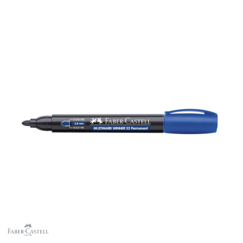 Marker permanent Faber-Castell Winner 52 Multimark, varf rotund 2.8 mm, cerneala albastra pe baza de alcool [3]