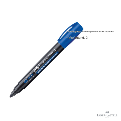 Marker permanent Faber-Castell Winner 52 Multimark, varf rotund 2.8 mm, cerneala albastra pe baza de alcool [2]