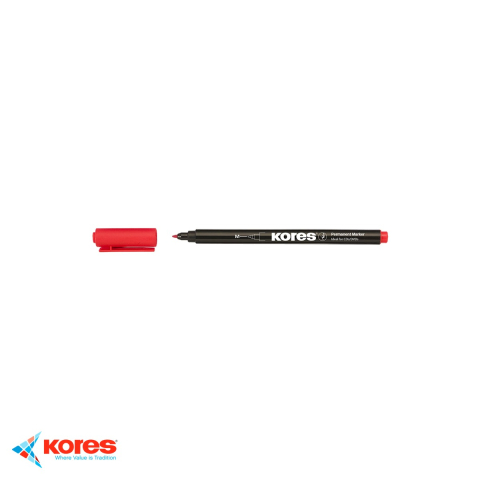 Instrumente de scris - Marker permanent Kores pentru CD/DVD, varf rotund 1.0 mm, rosu, uscare rapida