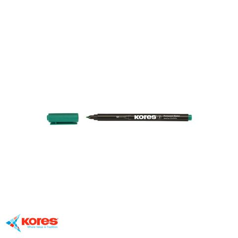 Instrumente de scris - Marker permanent Kores pentru CD/DVD, varf rotund 1.0mm, culoare verde, uscare rapida