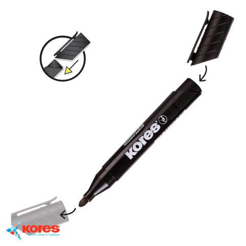 Marker permanent Kores, varf rotund 3mm, cerneala neagra, scriere pe orice suprafata [3]